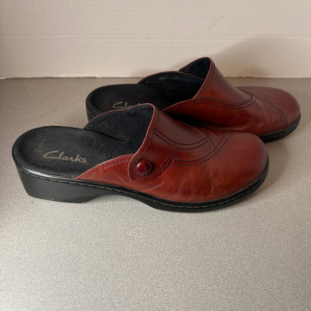 Clarks Brown Leather Clogs/Mules - Picture 5 of 11